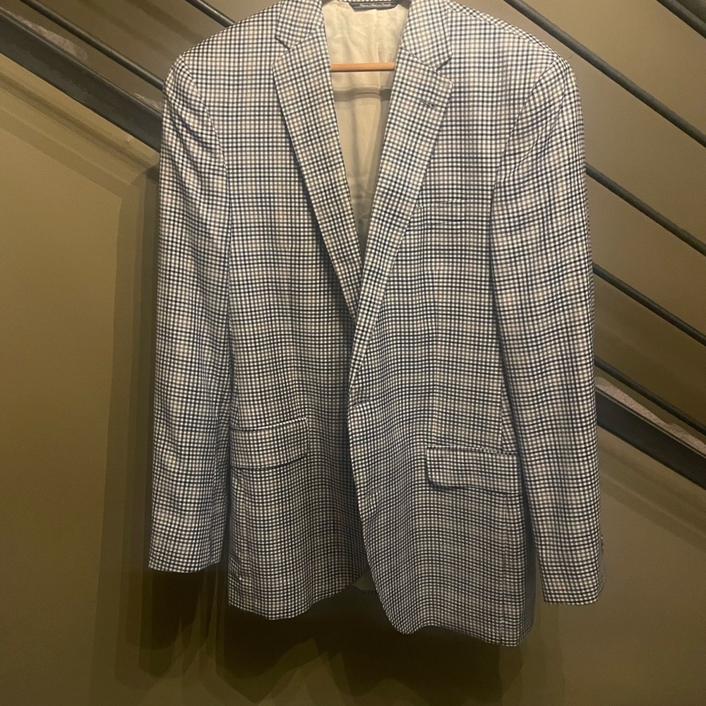 Classic Checkered Blazer in Blue and White